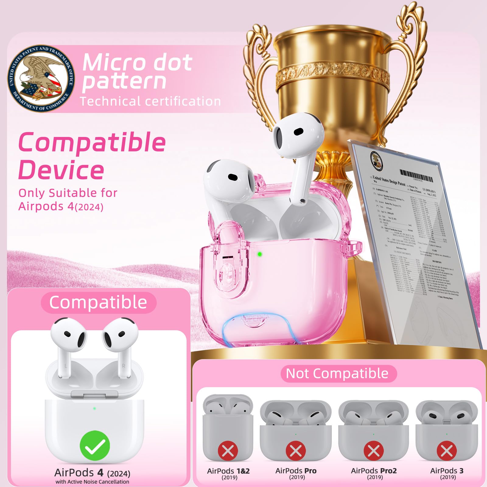 Amazon | Airpods 4 ケース ロック付き、アクティブノイズキャンセ